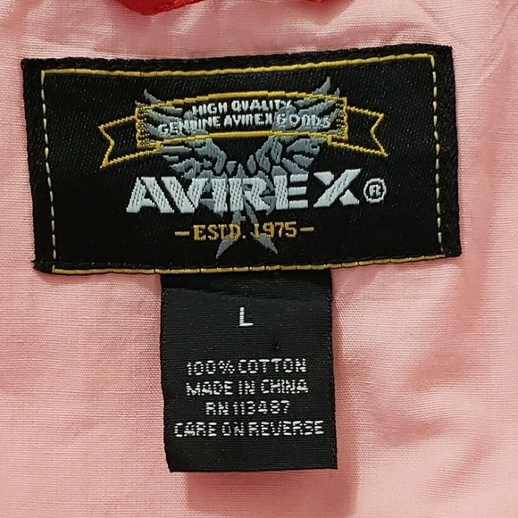 AVIREX White w/Pink Stripes Long-Sleeve Shirt, L - Picture 4 of 5